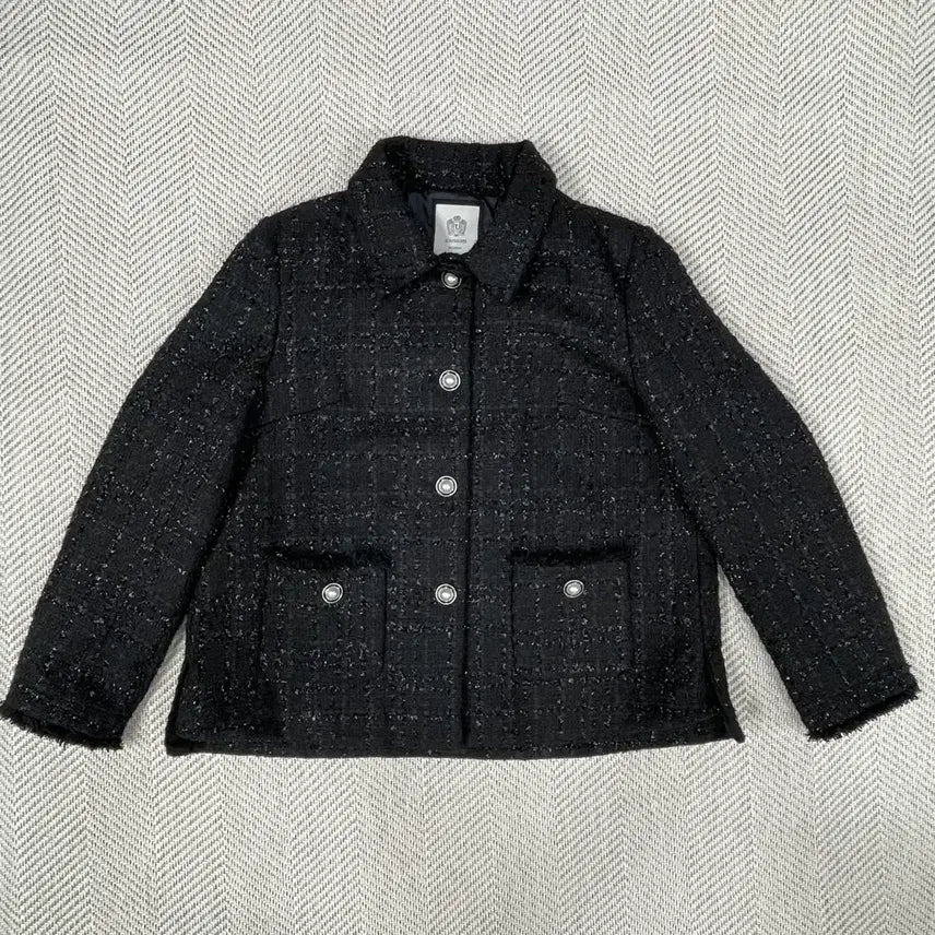 [BUNJANG] A.Testoni Women's Black Tweed Jacket / 아테스토니 여성 블랙 트위드 자켓 88