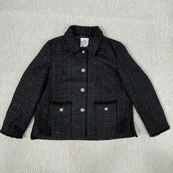 [BUNJANG] A.Testoni Women's Black Tweed Jacket / 아테스토니 여성 블랙 트위드 자켓 88