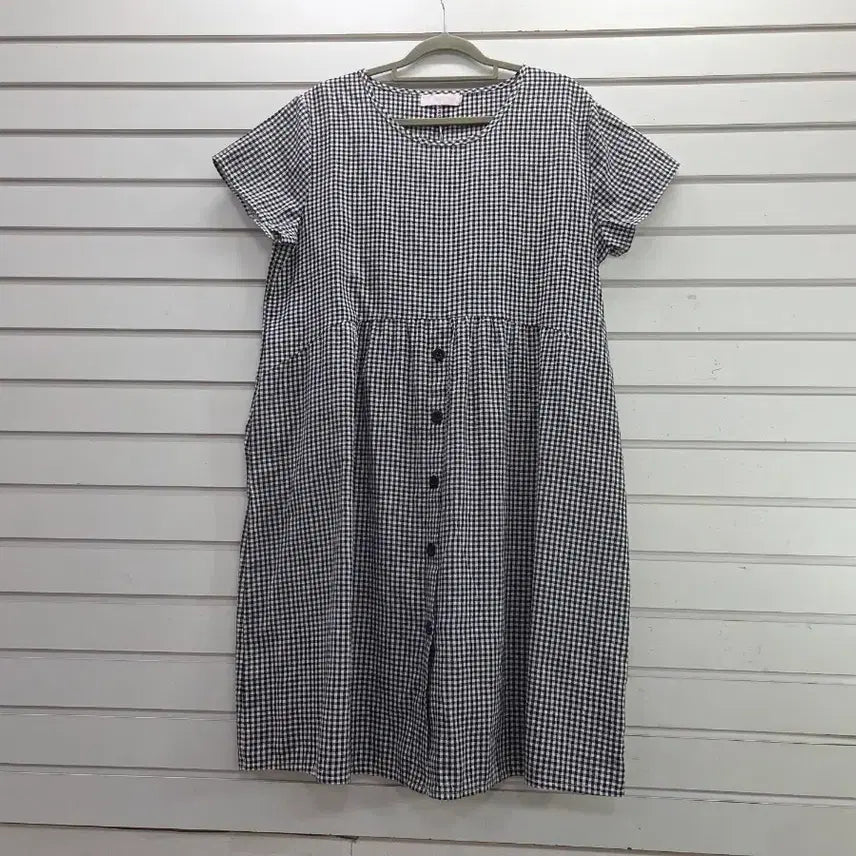 [BUNJANG] Checkered Button Long Dress / 체크무늬  단추장식  롱원피스 77/보물찾기천사