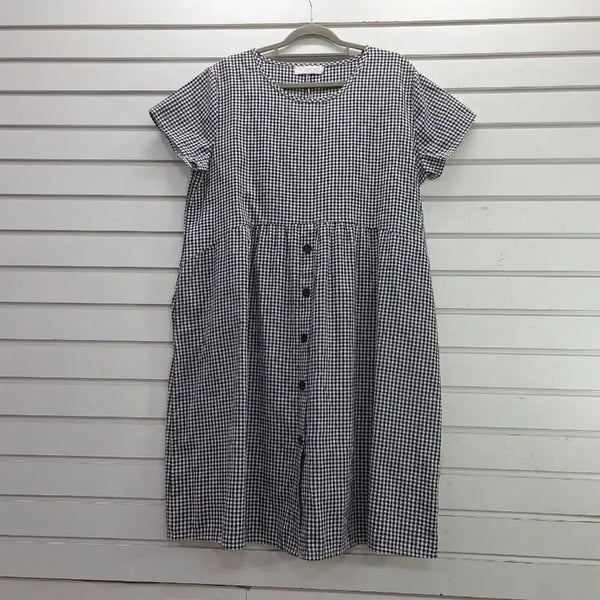 [BUNJANG] Checkered Button Long Dress / 체크무늬  단추장식  롱원피스 77/보물찾기천사