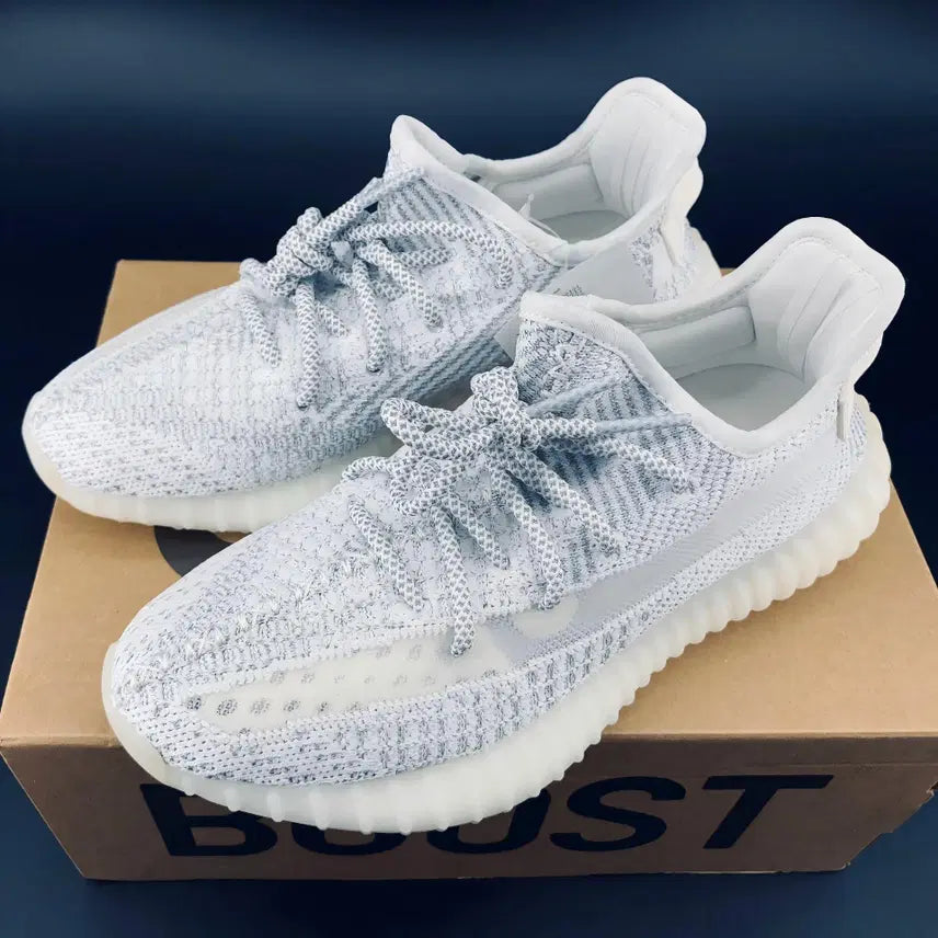 [BUNJANG] Adidas Yeezy Boost 350 V2 Static White Reflective Knit Sneakers / 이지부스트 350V2 스태틱 화이트 반사사 남녀공용 니트 스니커즈 커플 운동화