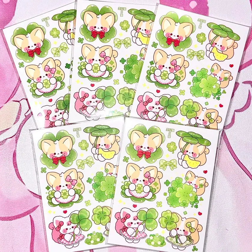 [BUNJANG] Yeouunyang Four-Leaf Clover Sticker Set / 여우냥 네잎클로버 인스