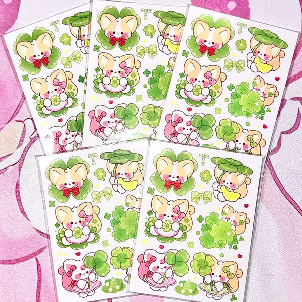 [BUNJANG] Yeouunyang Four-Leaf Clover Sticker Set / 여우냥 네잎클로버 인스