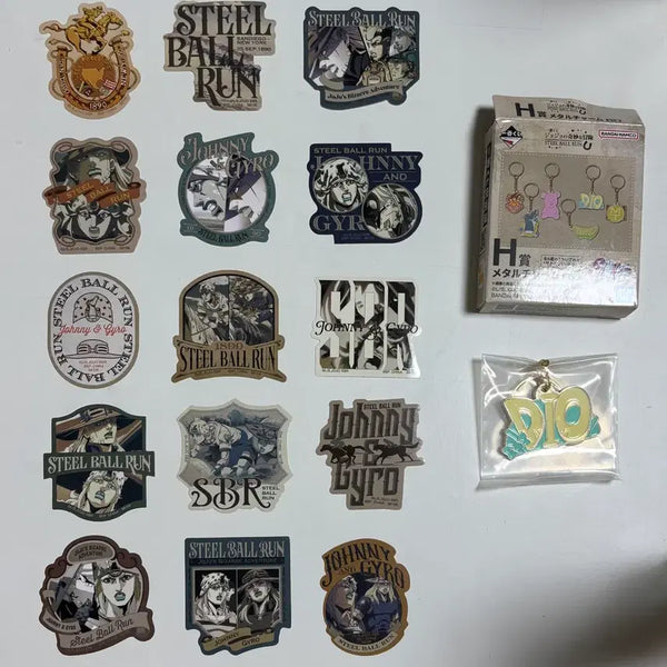 [BUNJANG] JoJo's Bizarre Adventure: Steel Ball Run Ichiban Kuji Keyring & Sticker Set - Johnny Joestar, Gyro Zeppeli, Dio Brando / 죠죠 스틸볼런 쿠지 이치방쿠지 제일복권 키링 스티커 죠니 죠스타 자이로 체펠리 디오 브란도
