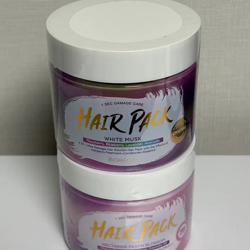[BUNJANG] Bio Recipe Hair Pack (Pink & Marble) - 2 Piece Set / 바이오레시피 하루 헤어팩 (핑크1+마블1)