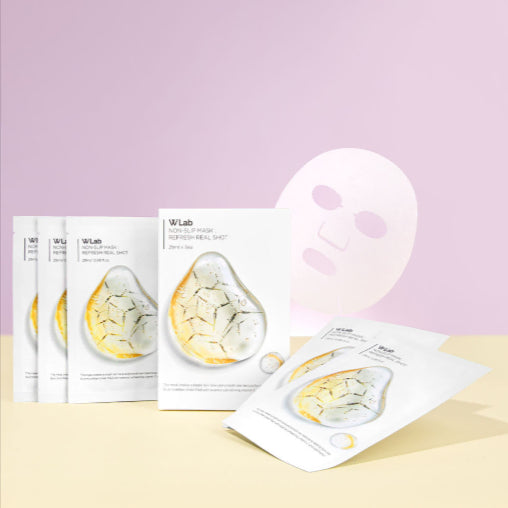 [BUNJANG] W.Lab Non-Slip Refresh Real Shot Spicule Panthenol Vitamin C Mask Pack (5 Sheets) / 5매) [ 더블유랩 ] 논슬립 마스크 리프레시 리얼 샷 스피큘 판테놀 비타민c