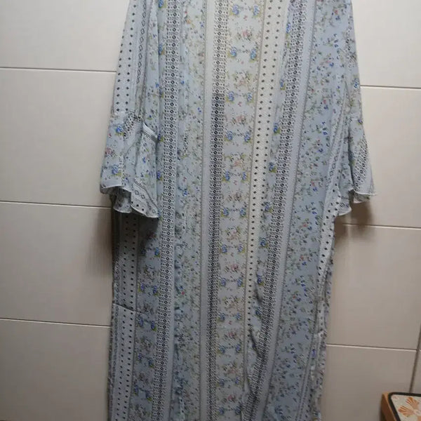 [BUNJANG] Blue Floral Chiffon Long Cardigan / 블루 플로럴 쉬폰롱 가디건66