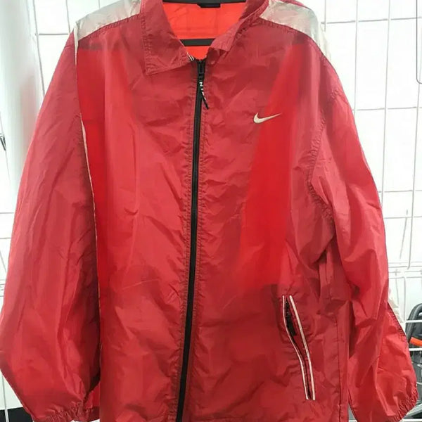 [BUNJANG] Nike Authentic Red & White Swoosh Logo Windbreaker Jacket Size 110 (2XL) / 나이키 정품 바람막이 실110사이즈 팝니다
