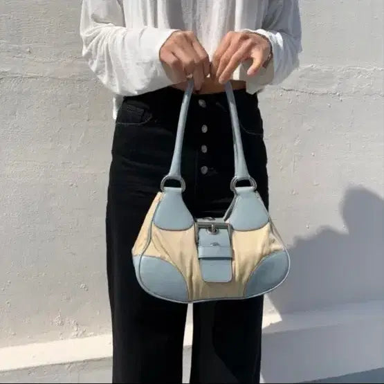 [BUNJANG] Prada Moon Bag Beige/Pastel Blue / 프라다 문백
