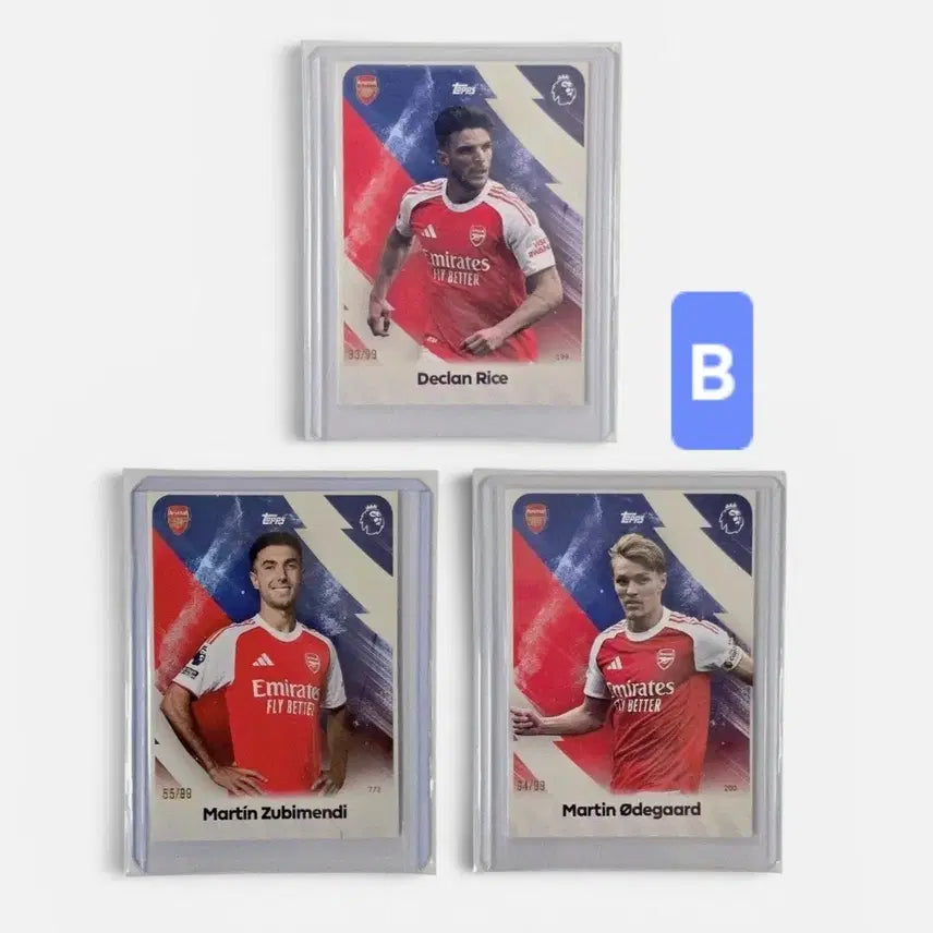 [BUNJANG] Tops Arsenal Rice, Odegaard, Zubimendi 99 Limited Edition Card Bundle / [탑스] 아스날 라이스,외데고르,수비멘디 99한정