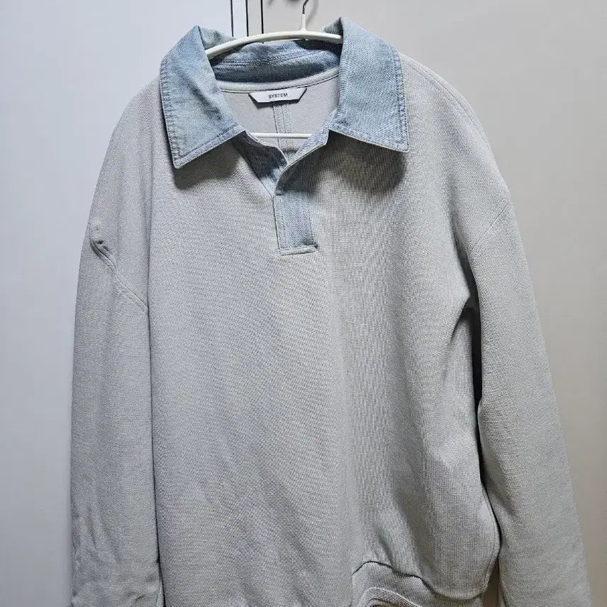 [BUNJANG] SS Homme Colorblock Collar Sweatshirt / 25 ss시스템 옴므 배색 카라 맨투맨