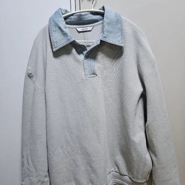 [BUNJANG] SS Homme Colorblock Collar Sweatshirt / 25 ss시스템 옴므 배색 카라 맨투맨