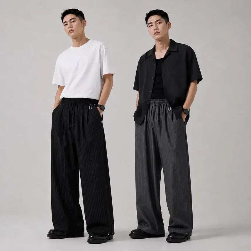 [BUNJANG] Riveted Banding Curve Slacks (2 Colors) / 새상품 1+1 ) 리벳 밴딩 커브 슬랙스 (2color)