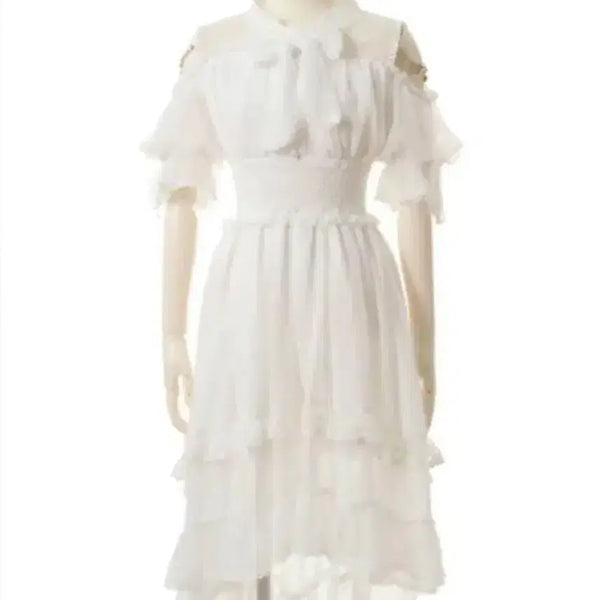 [BUNJANG] LIZ LISA Tulle Bow Tie Fishtail Dress White Floral / 리즈리사 튤 보우타이 피쉬테일 원피스 화이트 플로럴 히메갸루 히메카지 양산형 지뢰계 스나계 안미르 에블린