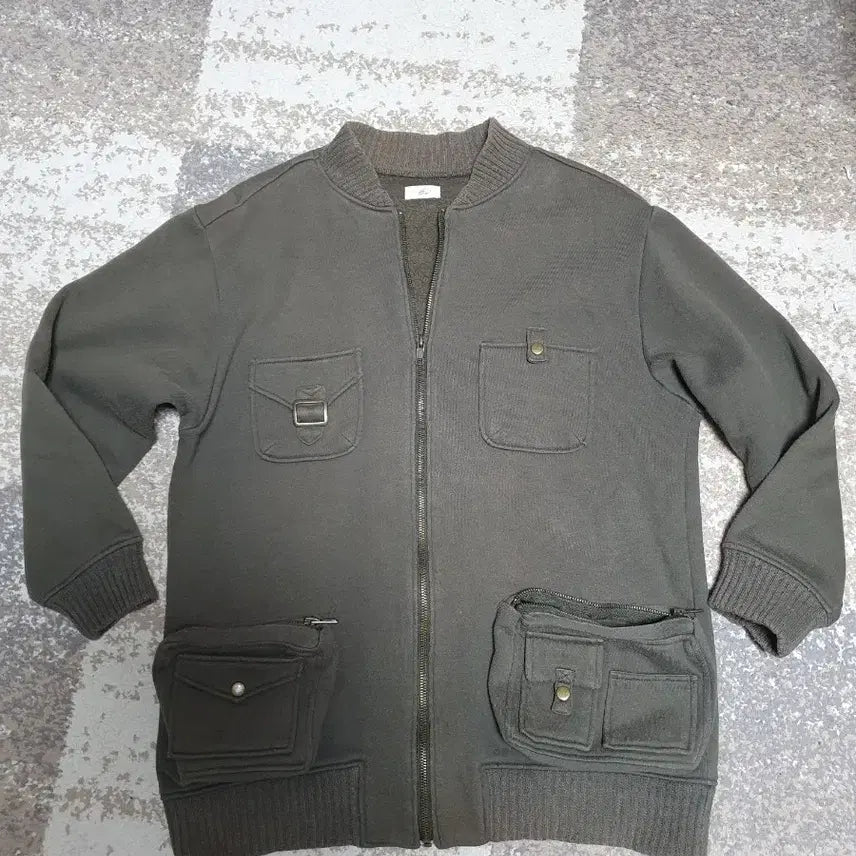 [BUNJANG] GF Vintage Cargo Zip-Up Jacket (Khaki Brown, Size M/90-95) / 일본 빈티지 카고 디테일 기모 집업 자켓 (M/추천 90~95)