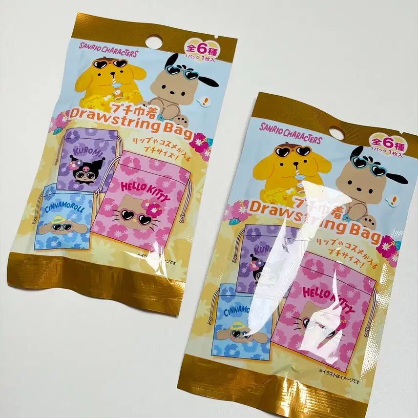 [BUNJANG] Sanrio Tanning Hawaiian Series Random Drawstring Pouch / 산리오 태닝 하와이안 시리즈 랜덤 조리개 복주머니 파우치 태닝키티 파우치