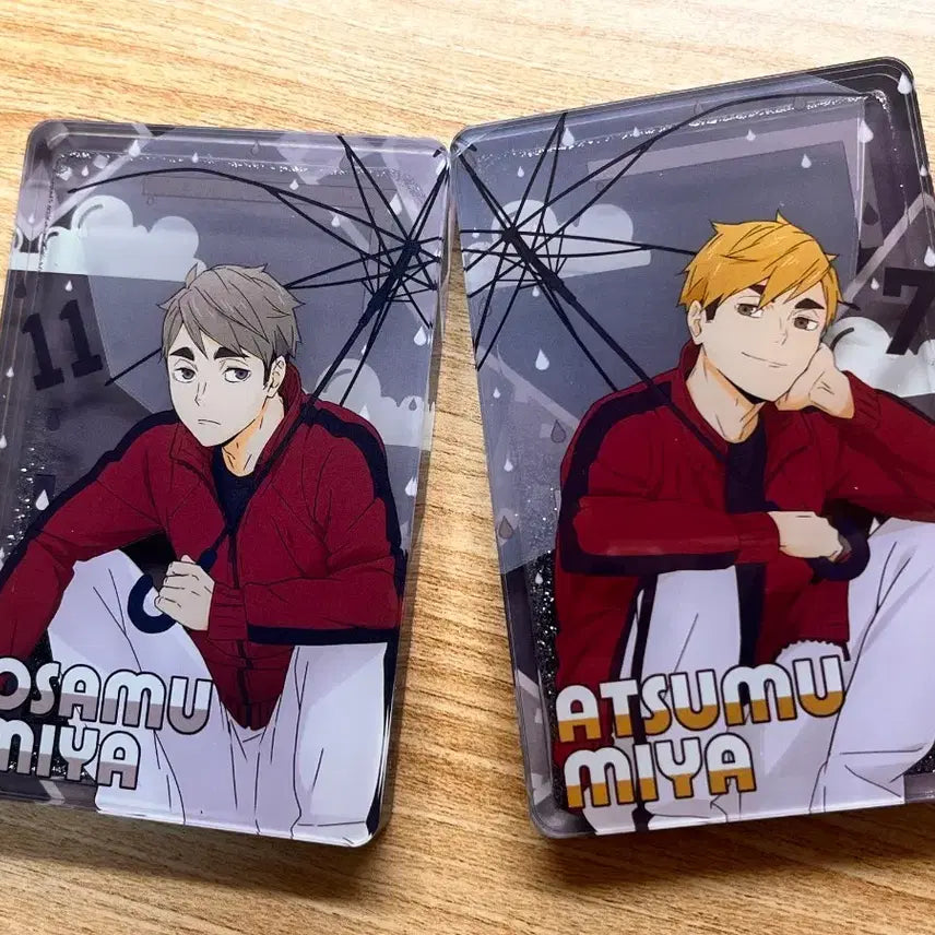 [BUNJANG] Haikyuu!! Miya Atsumu & Miya Osamu Umbrella Glitter Acrylic Block Bundle Set / 하이큐 미야 아츠무 미야 오사무 우산 글리터 아크릴 블록 일괄