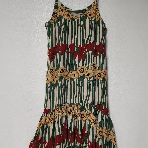 [BUNJANG] Muah Floral Stripe Bustier Long Dress / (새제품) muah 브랜드 플로럴 스트라이프 뷔스티에 롱 원피스