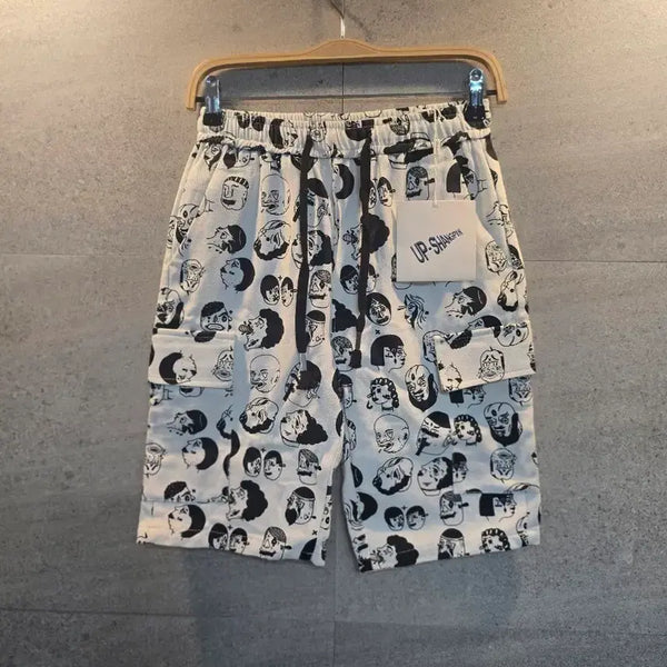 [BUNJANG] UP-SHANGPIN Character Pattern Cargo Shorts / UP-SHANGPIN. 캐릭터 패턴 반바지.