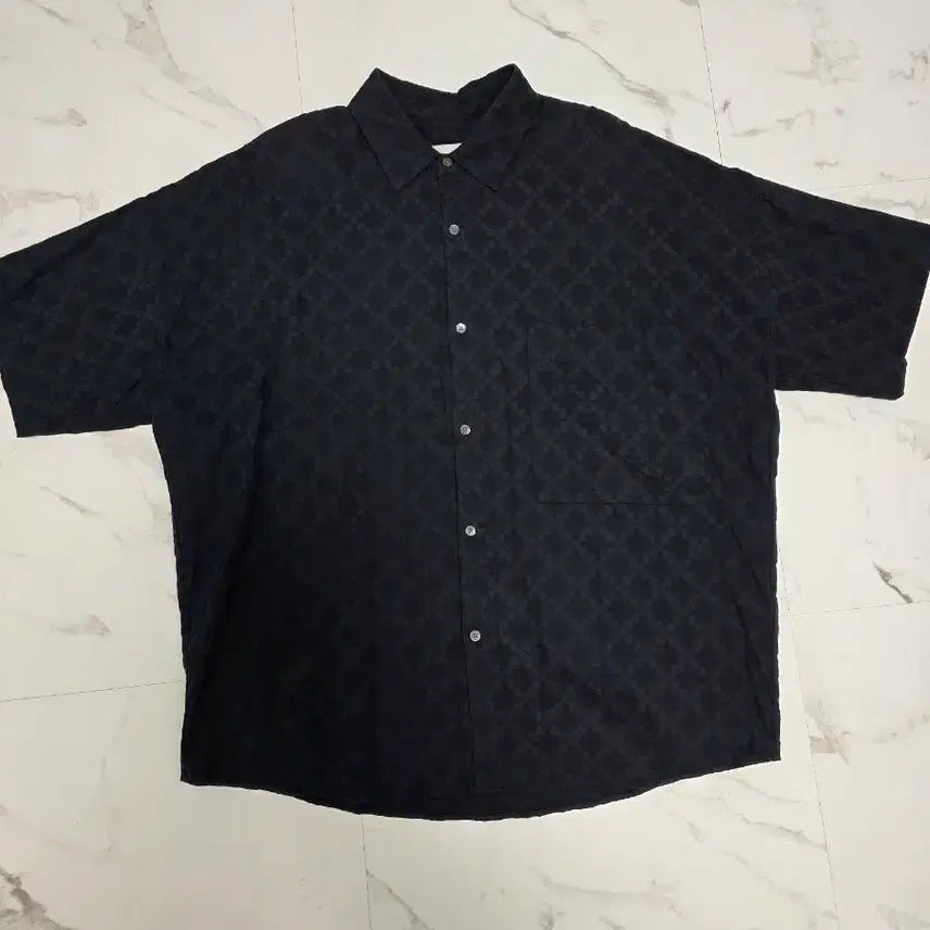 [BUNJANG] Unbranded Oversized Half-Shirt Navy M / 유스 오버사이즈 하프셔츠 M 네이비