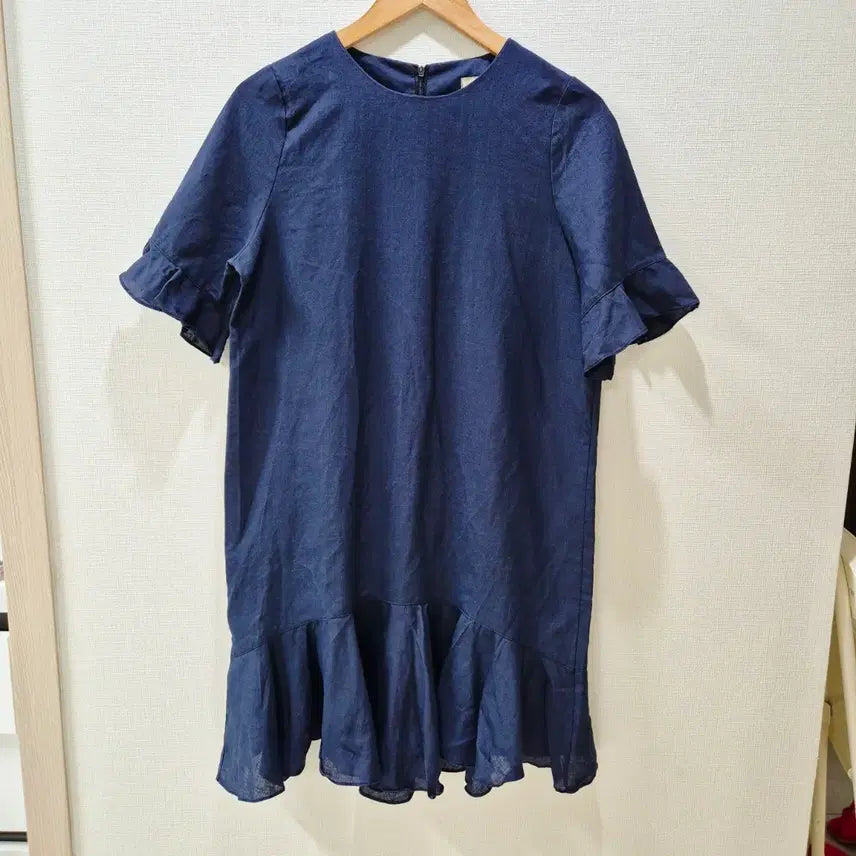 [BUNJANG] BROS Navy Linen Long Dress / BROS 네이비 린넨 롱 원피스