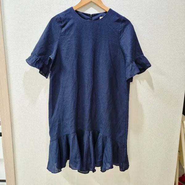 [BUNJANG] BROS Navy Linen Long Dress / BROS 네이비 린넨 롱 원피스