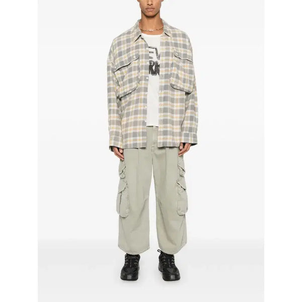 [BUNJANG] R13 Yellow Grey Oversized Pocket Drop Neck Shirt / R13 옐로우 그레이 오버사이즈 포켓 드롭넥 셔츠