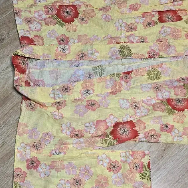 [BUNJANG] Floral Print Summer Kimono / 기모노 노란색 꽃무늬 여름원단