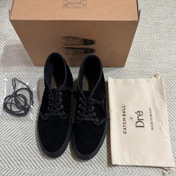 [BUNJANG] Dre x Catchball Black Suede Sneakers Size 5 / Dre x Catchball 드레 x 캐치볼 블랙 스웨이드 5