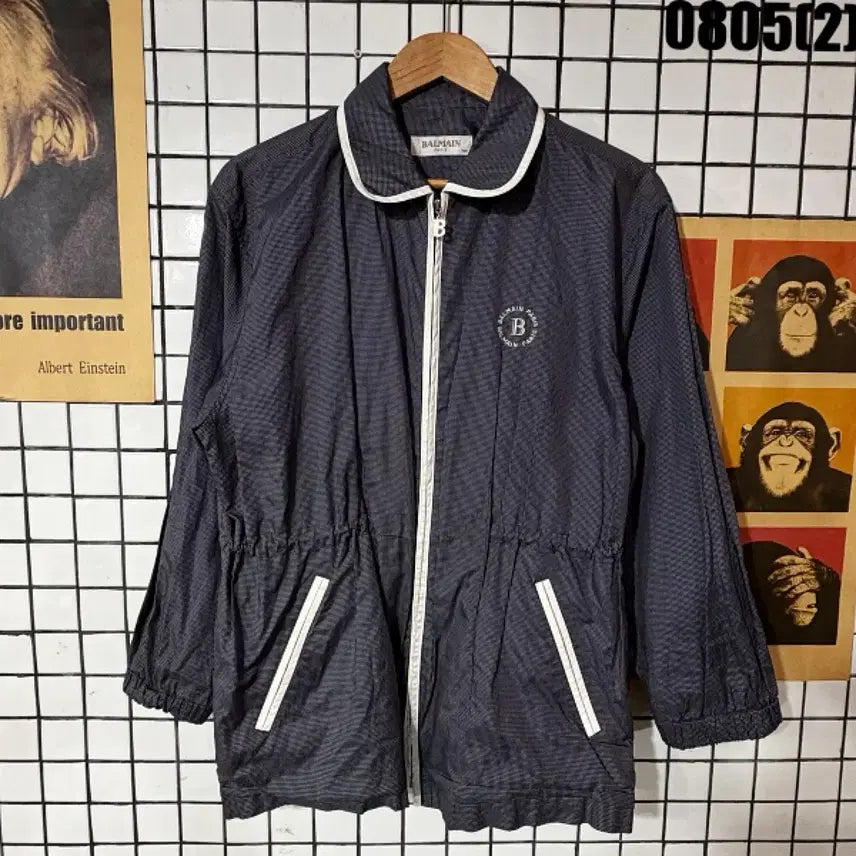 [BUNJANG] Balmain Zip-Up Windbreaker Jacket Navy / 발망 집업 바람막이 자켓 네이비 100 0805