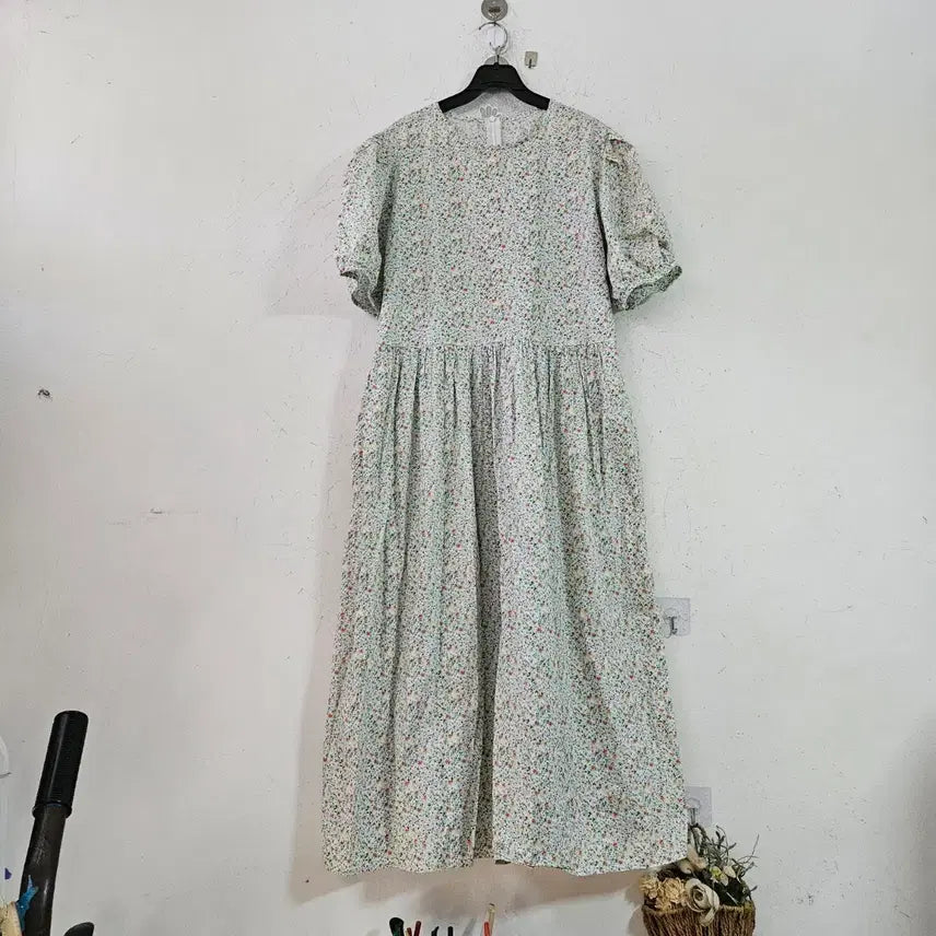 [BUNJANG] Floral Puff Sleeve Dress / 플로럴 퍼프 소매 원피스