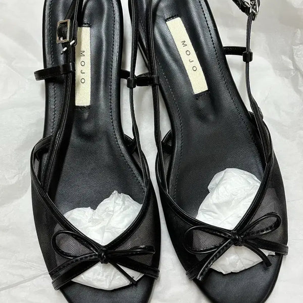 [BUNJANG] Maybe Baby Ribbon Strap Sandals Black / 메이비베이비 리본 스트랩 샌들 블랙