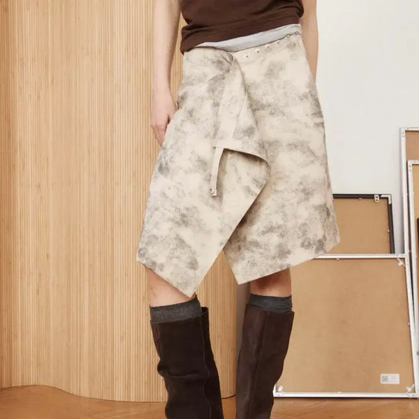 [BUNJANG] Miyoohoo Snap Midi Wrap Skirt Beige / 미와이후 스냅 미디 랩 스커트 베이지