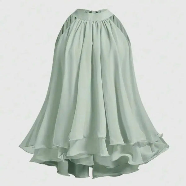 [BUNJANG] Mint Chiffon Halterneck Blouse / 민트 쉬폰 홀터넥 블라우스
