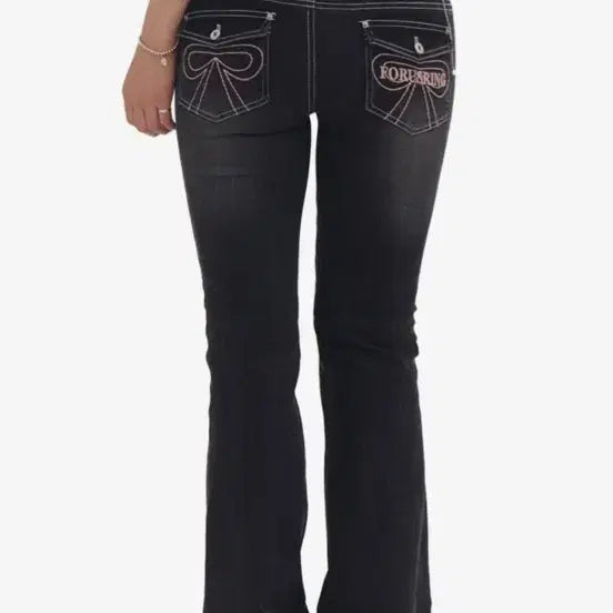 [BUNJANG] Poring Ribbon Snitch Bootcut Pants (Medium) / 포어링 ribbon snitch bootcut pants m