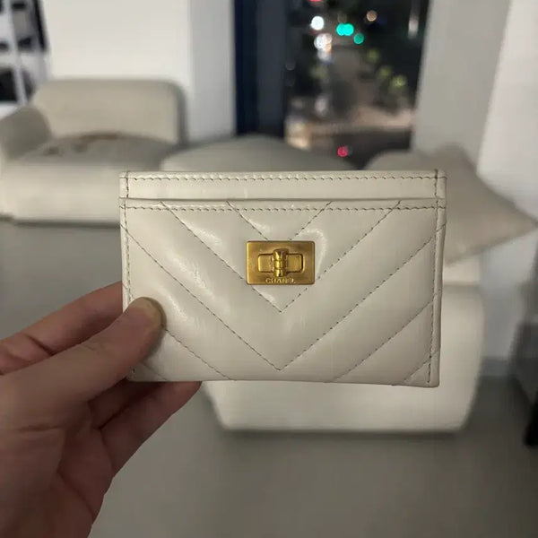 [BUNJANG] Chanel 2.55 Card Holder White / 샤넬 2.55 카드지갑 화이트 내장칩