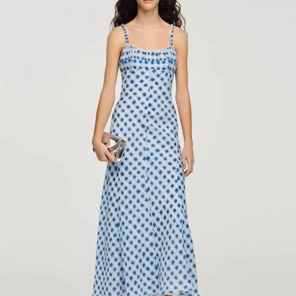 [BUNJANG] Sandro Gingham Linen Maxi Dress / 26ss 산드로 깅엄 린넨 맥시 드레스 원피스 36 미착용