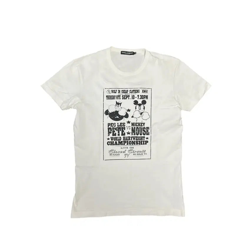 [BUNJANG] Dolce & Gabbana White Pete Mouse Disney Print T-Shirt / 돌체앤가바나 반팔티 화이트 Pete Mouse 프린팅 디즈니