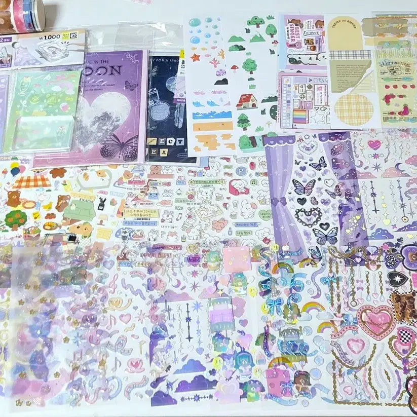 [BUNJANG] Daiso Sticker Set (Includes Postcards, Washi Tape, and Decor Set) / 다이소 스티커 소분 (+엽서 , 마테 덤)