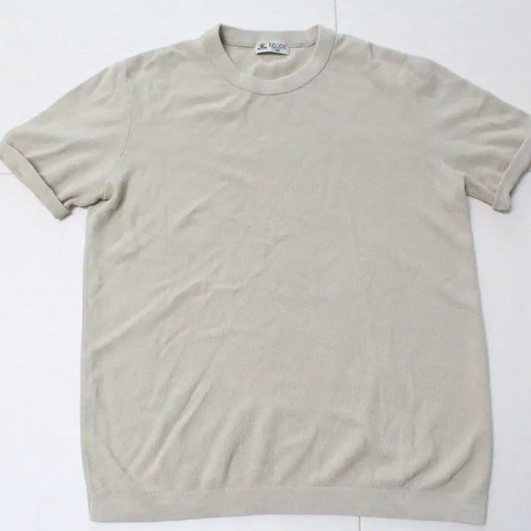 [BUNJANG] Ferraro Milano Men's Beige Short Sleeve Knit 105 / 페라로 밀라노 남성 베이지 반팔 니트 105사이즈