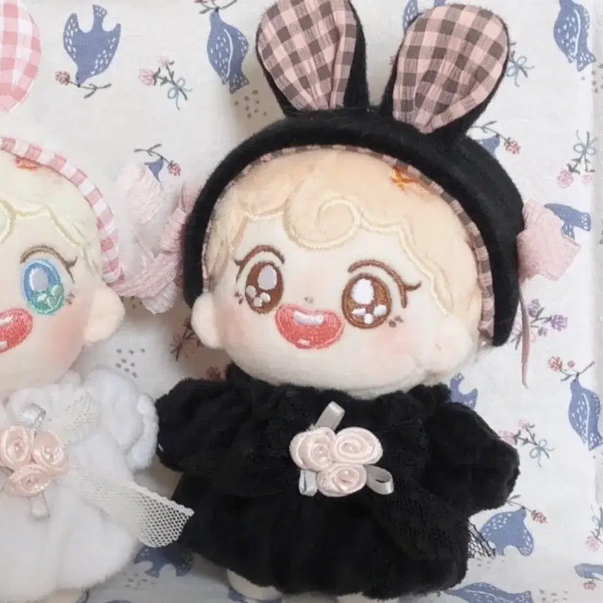 [BUNJANG] Rose Rabbit Black 10cm Plush Doll Outfit / 로즈래빗 블랙 10cm 솜인형 인형옷