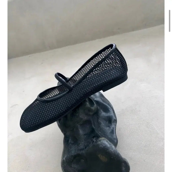 [BUNJANG] Mesh Net Flat Shoes Black 240 / 새상품) 메쉬 망사 플랫슈즈 240