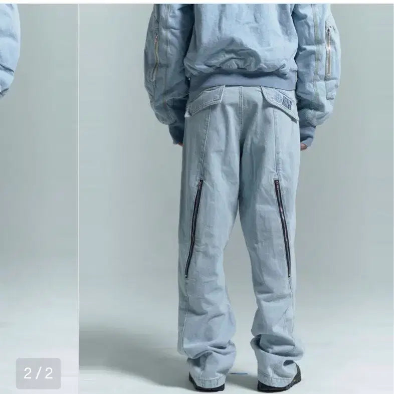 [BUNJANG] MPa Wave Zipper Pants Steel Blue / MPa 웨이브 지퍼 팬츠 스틸 블루