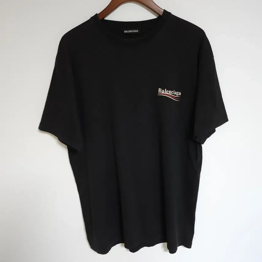 [BUNJANG] Balenciaga Black Wave Logo Oversized Men's T-Shirt / 발렌시아가 블랙 웨이브로고 남성 반팔티 오버핏 남자 반팔 티셔츠 G343