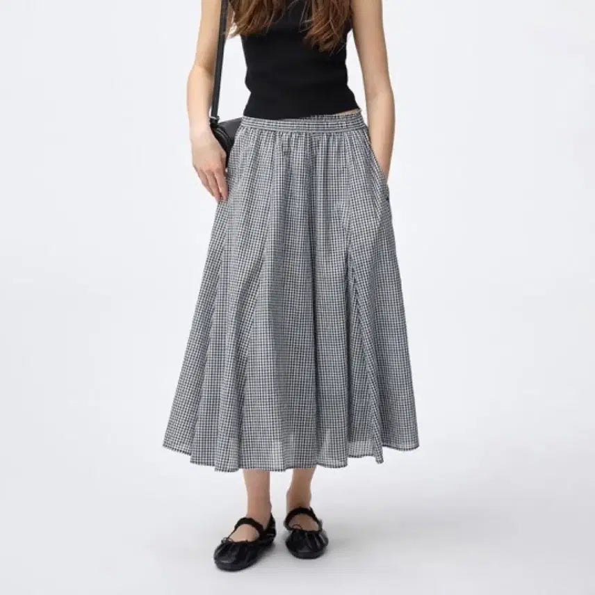 [BUNJANG] GU Gingham Check Long Skirt / GU 깅엄 스커트