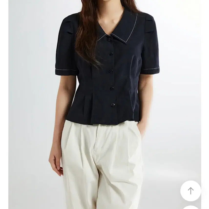 [BUNJANG] SPAO Big Collar Blouse Navy S / 스파오 빅카라 블라우스 네이비 s