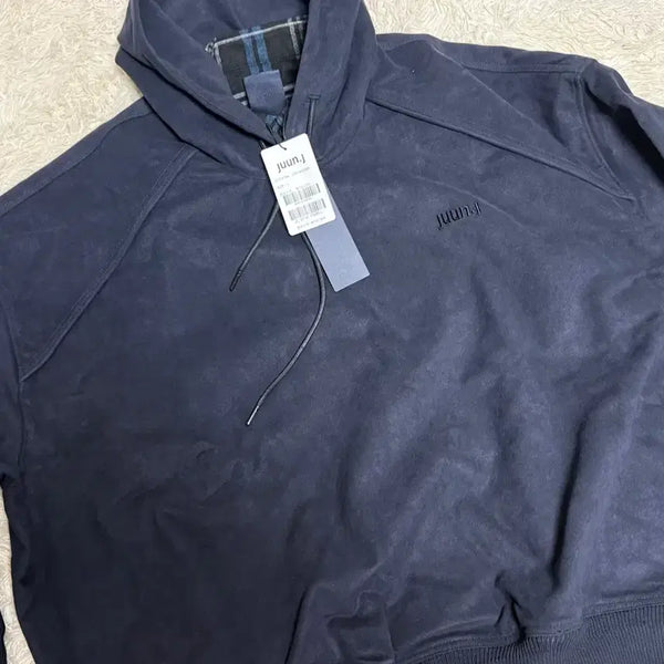 [BUNJANG] JUUN.J Navy Alpha Check Layered Hoodie L / 준지 네이비 알파체크 레이어드 후드 L사이즈