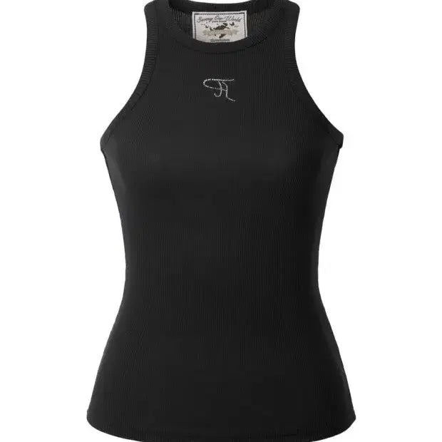 [BUNJANG] 3Times Jewel Tank Top Sleeveless Black Long Version / 쓰리타임즈 쥬얼 탱크 탑 나시 블랙 이너 레이어드 슬리브리스 롱버전