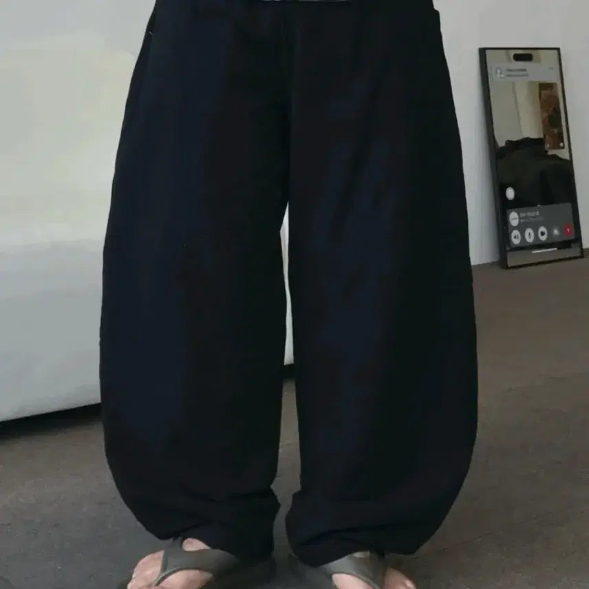 [BUNJANG] Linen Pintuck Curved Seam Balloon Wide Pants / (Free)린넨 핀턱 커브드 절개 벌룬 와이드 팬츠