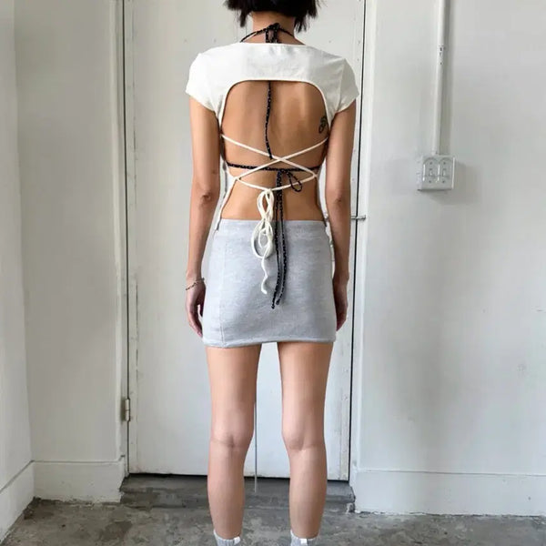 [BUNJANG] SEO Open Back Cap Sleeve Top Cream / seo 에스이오 오픈 백 캡 슬리브 탑 크림